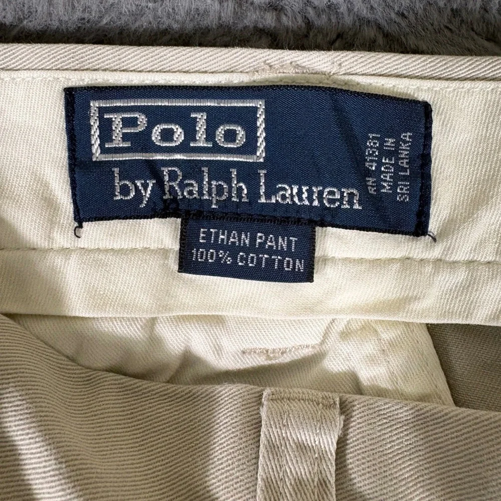 Polo Ralph Lauren Ethan Pant Mens 40x32 Beige Pleated Cotton Chino Trousers